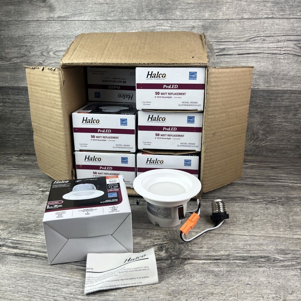 Lot Of 12 Halco Model #83060 DL4FR9/840/ECO/LED 4" ECO Downlight New